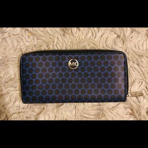 Michael Kors blue Large zip around wallet